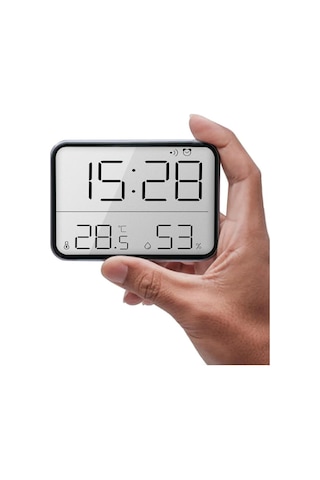 Alfalink Mıknatıslı Lcd Hd Dijital Ekran Pilli Mini Saat Alarm Nem Göstergesi Sıcaklık Ölçer