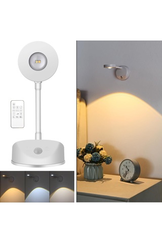 Gajeena Usb Şarjlı Led Spot Lambası, 3 Renk Işıklı, 3m Kişi Algılama, 1200mah Pil, Aluminyum+abs Materyal, Ev Dekorasyon Için Beyaz