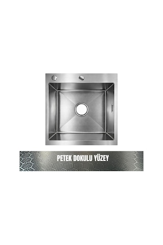 Gl General Sagax 50x55 Inox Petek Dokulu Çift Delikli Mutfak Eviyesi 304 Paslanmaz Çelik 1mm Inox