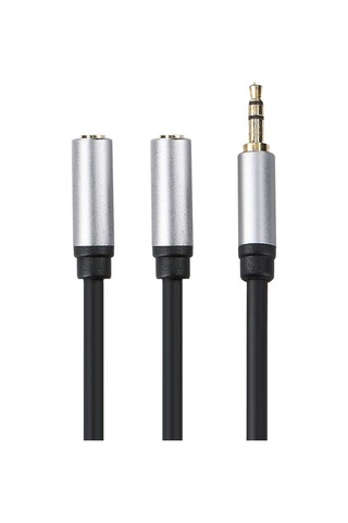 Besthome1 0.3m Siyah 3.5mm Erkekden Çift 3.5mm Dişiye Mikrofon Ve Kulaklık Ayırıcısı Ses Kablosu