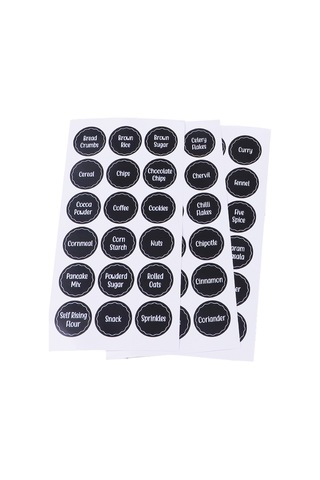Dofolink 144 Adet 3.8 Cm Çaplı Zarfli Baharat Etiketleri - Mutfak Organizasyonu İçin Transparan Pvc Sticker Seti Siyah