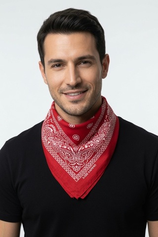 Mollycrush Unisex Kırmızı Şal Desenli Fular Günlük Saç Aksesuarı, Boyunluk Ve Outdoor Bandana Kırmızı
