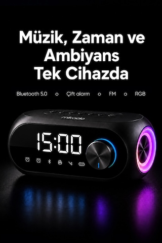 Mikado Md-w7 1200mah 5w Siyah Bluetooth-aux-derece-usb-fm Radyo Alarmlı Saat Speaker Speaker