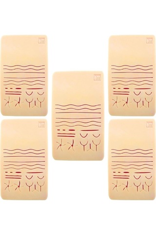 Edulaparoskopi 5 Adet Cerrahi Yara Silikon Sütür Pedi Yara Dikiş 19x9 Cm 7 Mm Eğitim Matı Travmatik Dikiş Pedi