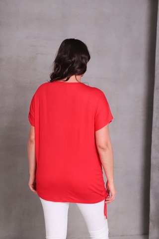 Kolu Eteği Büzmeli Bluz Kırmızı