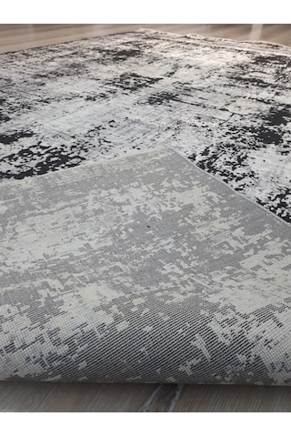 Tuğra Halı Rustic 1076 Siyah Gri 160X230 Cm Saçaklı Salon Halısı
