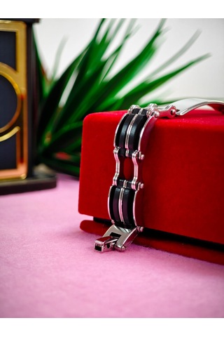 Çelik Derili Bileklik Kişiye Özel İsimli Paslanmaz Derili Çelik İsimli Bileklik 316 L Çelik Altın - Pembe