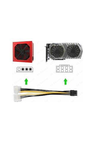 8 Pin Pcıe To 2X4 Pin Molex Ekran Kartı Power Kablosu