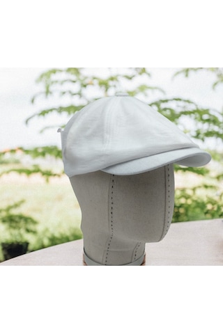 Shopiolog Erkek Beyaz Keten Kasket Şapka Ilkbahar Yaz Men Linen Hat Beyaz