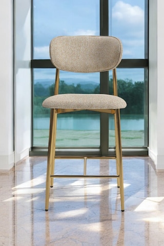 Hanev Serisi 1 Adet 75 Cm Krem Ada Mutfak Bar Sandalyesi Gold Kaplama Metal Ayak Krem Sandalye - Gold Ayak Krem