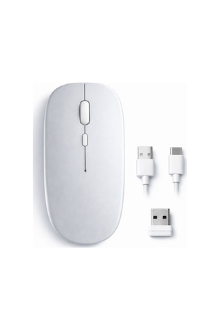 Mac Apple Uyumlu iPad Pc Tablet Mouse Şarjlı Batarya Sessiz Tıklama Usb Dongle Ve Kablo Dahil 1520