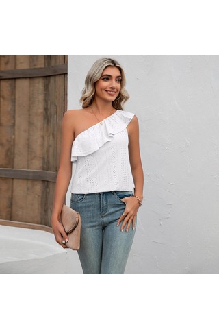 Sarı Yaz Kadın Askı Fırfır Geniş Askılı Düz Renk Tank Tops Straplez Basit Peplum Slash Tops