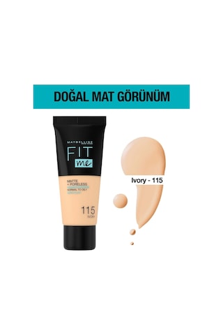 Maybelline New York Mat Fondöten - Fit Me Matte + Poreless Foundation 115 Ivory