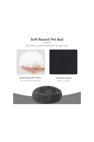 Vkemall Yumuşak Yuvarlak Evcil Hayvan Yatağı - Isıtmalı Ve Yıkanabilir Kedi/köpek Yatağı