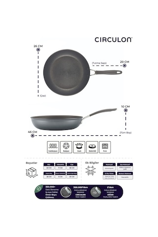 Circulon Çizilmez Yapışmaz 2'li Kızartma Tava Seti - 26 Cm, 30 Cm Siyah