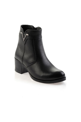 Bambi Siyah Hakiki Deri Kadın Bot & Bootie K02286701303 Siyah