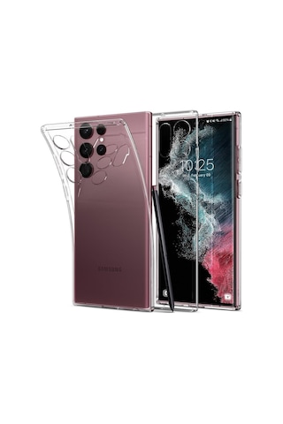 Samsung Galaxy S22 Ultra İle Uyumlu Kılıf Şeffaf Kamera Korumalı Esnek Silikon Telefon Kılıfı Kapak