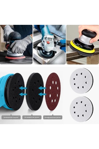 Mufunye Yumuşak Sünger Tampon Diski 125mm 8 Delikli, Zımpara Makinesi Kullanıma Uygun, Ahşap-araç-gösterişe Dayanıklı, Vantilatörlü Tasarım, 1 Adet