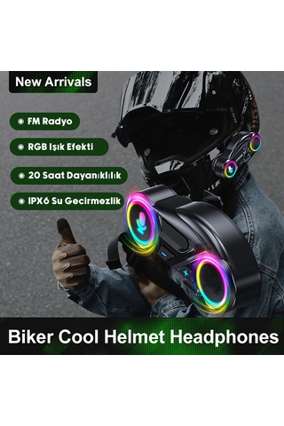 Motosiklet İntercom Üniversal Tüm Kasklara Uygun V6.0 Rgb Bluetooth Seti Kask Kulaklık