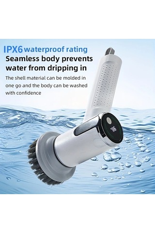 Xuweiwei Elektrikli Temizleme Fırçası Elde Taşınabilir Güçlü Kablosuz Güç Seviyesi Ekranıyla Güncellenmiş Sürüm Yüksek Çözünürlüklü Dijital Ekran Ayarlanabilir Hız Büyük Kapasiteli Pil Su Geçirmez