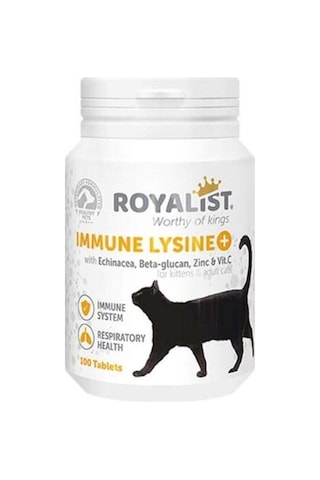 Immune Lysine Kediler Için Bağışıklık Ve Solunum Sistemi Güçlendirici Tablet 100 Tablet