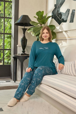 Aydoğan Kadın İnci Büyük Beden Being Myself Petrol Pijama Takım 0654 Petrol