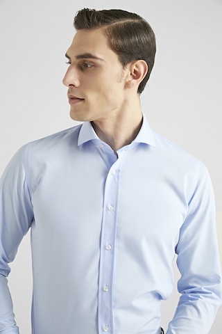 D'S Damat Ds Damat Slim Fit Mavi Düz Nano Care Gömlek 5HF02ORTSG01 Mavi