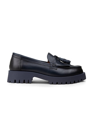 Deery Kadın Hakiki Deri Lacivert Püsküllü Loafer - 02033zlcvc02