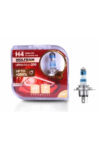 Wolfram H4 Ampul Ultra Vision +%200 Fazla +%20 Beyaz Işık 12v 60/55w