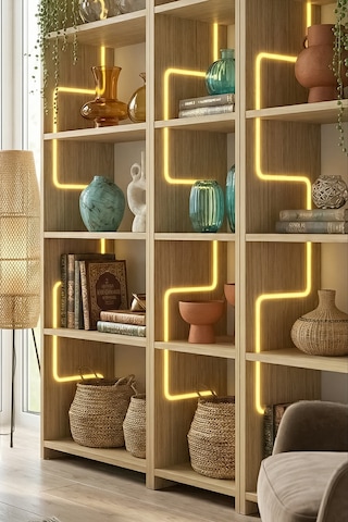 Labirent Ledli Açık Kitaplık Açık Meşe