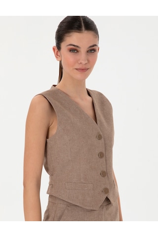 Pierre Cardin Kadın Camel Yelek Dokuma 50306488-vr015