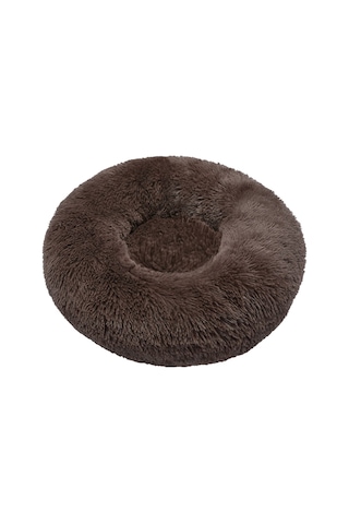 60 Cm Kahverengi Kedi Ve Köpek Kış Isıtma Matı Peluş Yuvarlak Evcil Hayvan Yuvası