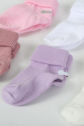 Organik Pamuklu 6'lı Yenidoğan Bebek Çorap Pembe