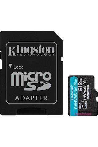Kingston Sdcg4-512gb 512gb Microsdxc Canvas Go Plus Gen4 200mb-s A2 U3 V30 Card + Adp Hafıza Kartı