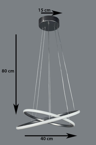 Rings 2 Gri Renk Beyaz Ledli - Yatak Odası Salon Mutfak 2li Avize Gri