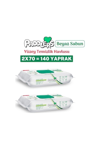 Paddlers Easy Clean Beyaz Sabun Katkılı Yüzey Temizlik Havlusu 140 Yaprak (2x70)