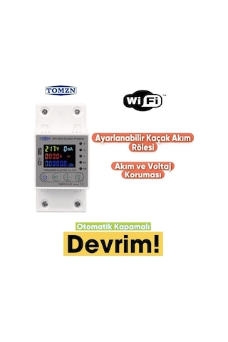 Tomzn Kaçak Akım Koruma Rölesi Ve Yüksek Voltaj Ve Akım Koruyucu Röle 63A Wifi Özellikli Devrim
