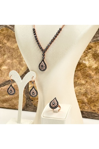 Elmas Montür Rosegold Özel Üretim Gümüş Set Takım - Lvrset16 Rose Gold