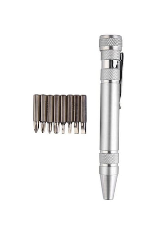 Neevoyu Alüminyum Uçlu 8 Li Manyetik Tornavida - Çift Taraflı Uç Değiştirilebilir, Taşınabilir Tamir Aleti Gümüş