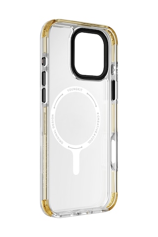 Apple iPhone 16 Pro Uyumlu Kılıf Magsafe Şarj Özellikli Youngkit Crystal Color Serisi Kapak Sarı