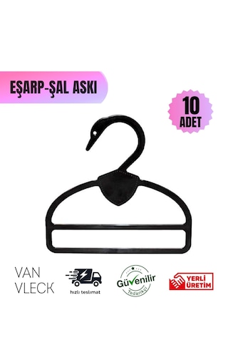 10 Lu Kuğu Model Şal Eşarp Atkı Askısı Kaliteli Plastik, Siyah