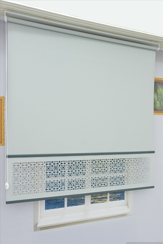 Lazer Stor Perde - Renkli Çıta Detaylı Gri