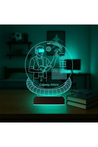 Luvivia Metaverse Bilgisayar Yazılımcı Kişiye Özel 3d Lamba - Masa Gece Lambası Şeffaf