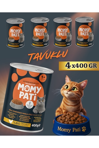 Tavuklu Konserve Kedi Maması 400 Gr X 4 Adet Yetişkin Kediler İçin