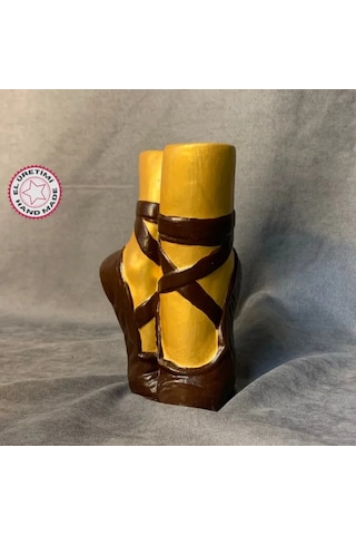 Uretti - Ayşe 7362 - El Yapımı Kahverengi Balerin Ayakkabısı Dekoratif Biblo / Vazo - 10 X 16 Cm 1 Adet