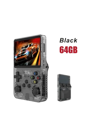 En İyi R36s R36h Retro El Video Oyun Konsolu Linux Sistemi 3.5 Inç Ips Ekran R36s Black-64g
