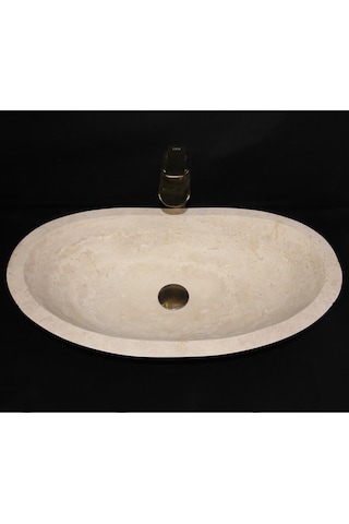 Traverten Elips Kayık Lavabo