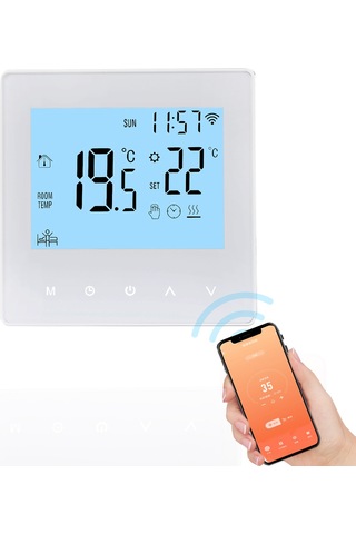 Hfambition Su Isıtma Wifi Akıllı Termostat - Tuya Uygulaması İle Kontrol, Mavi Arka Işık, Dokunmatik Panel, 3a Yük