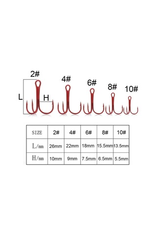 Valkyrie 50 Adet Karbon Çelik 3lü Çapa Kanca Olta İğne Seti - Kutulu - Heavy Duty Kırmızı