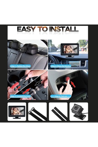 Vkemall Bebek Telsizi Bebek Araba Monitörü 1080p Monitör Kamerası